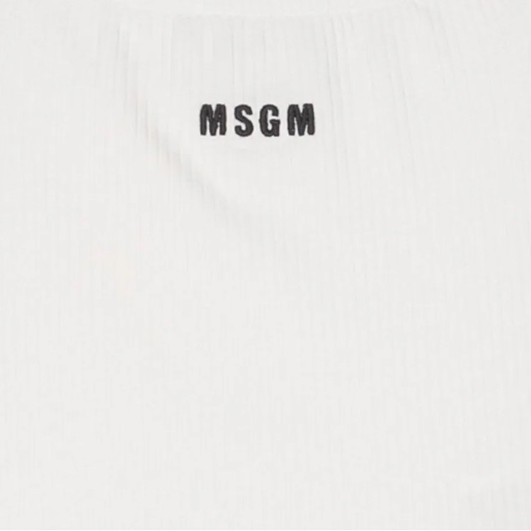 MSGM T-shirt in cotone a costine bianca per bambina