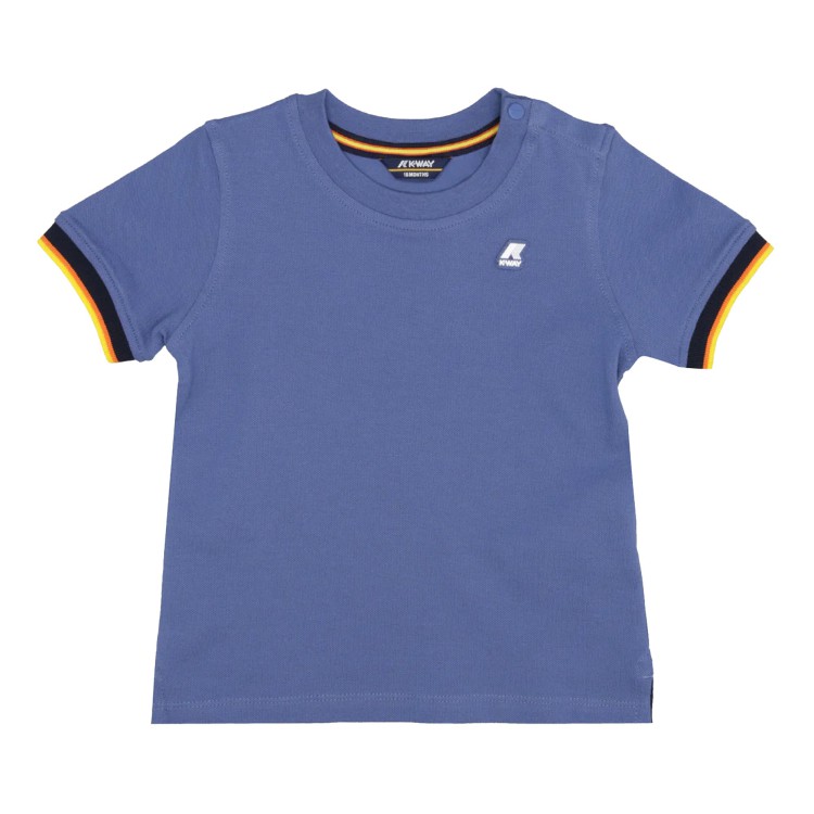 K-WAY  T-shirt in piquet di cotone avio stretch neonato