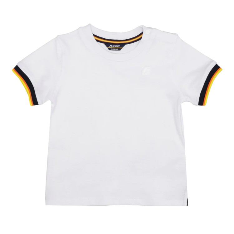 K-WAY  T-shirt in piquet di cotone bianco stretch neonato