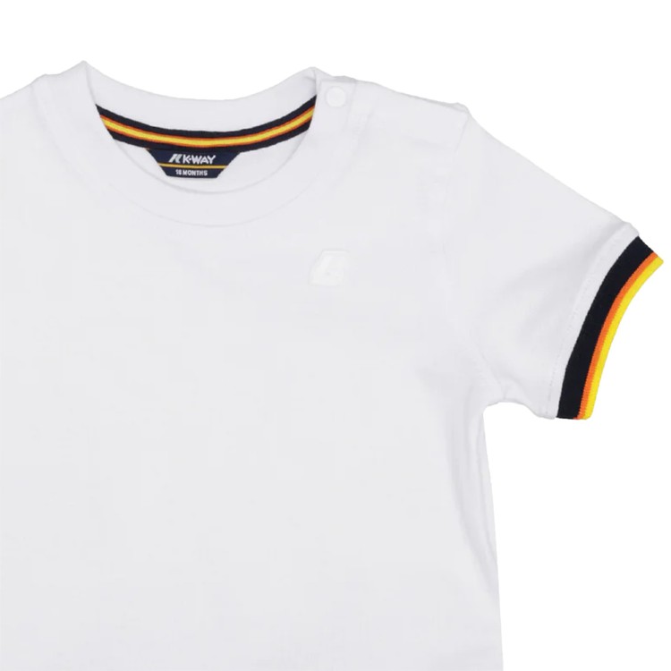 K-WAY  T-shirt in piquet di cotone bianco stretch neonato