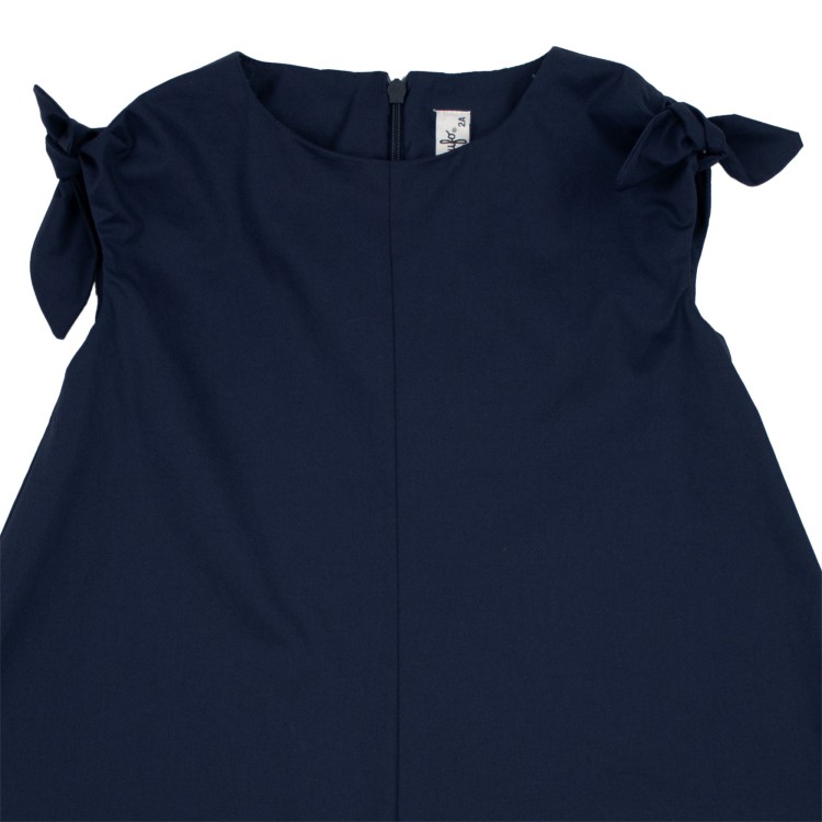 IL GUFO Vestito smanicato svasato  cotone blu bambina