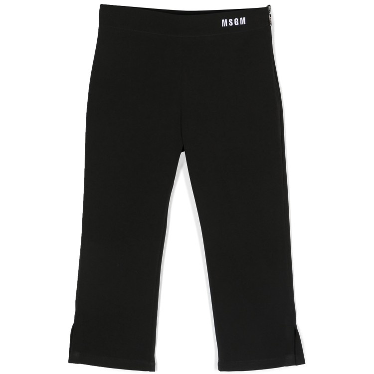 MSGM Pantaloni dritti elasticizzato nero bambina