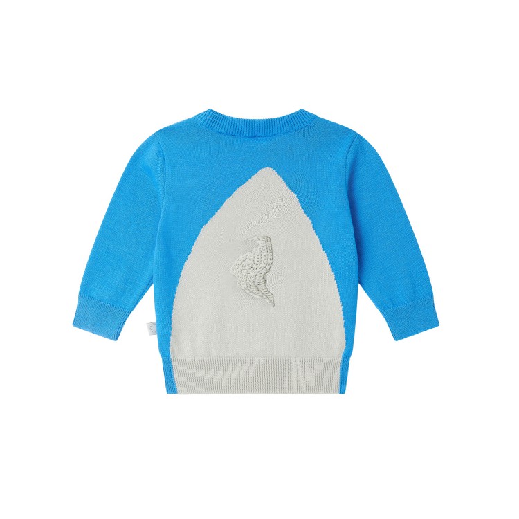 STELLA McCARTNEY Maglione in cotone con ricamo bluette/grigio neonato