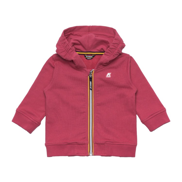 K-WAY Felpa cappuccio in cotone con zip dk pink neonato