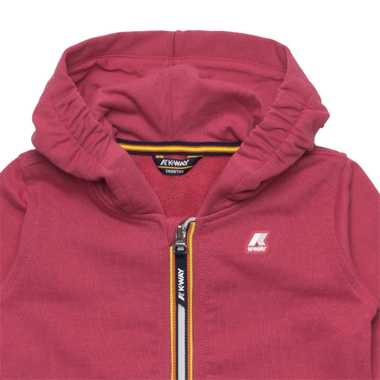 K-WAY Felpa cappuccio in cotone con zip dk pink neonato