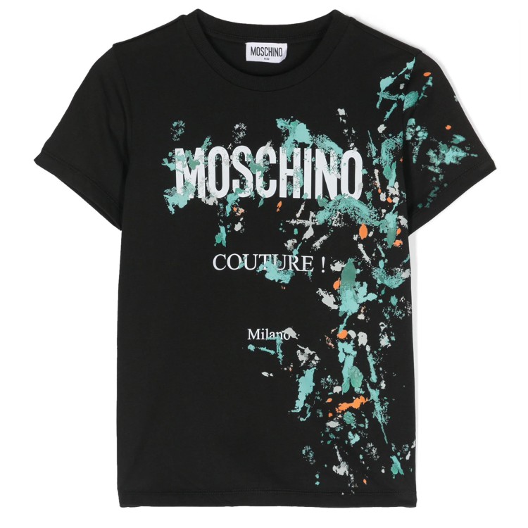 MOSCHINO T-shirt con stampa nero cotone bambino