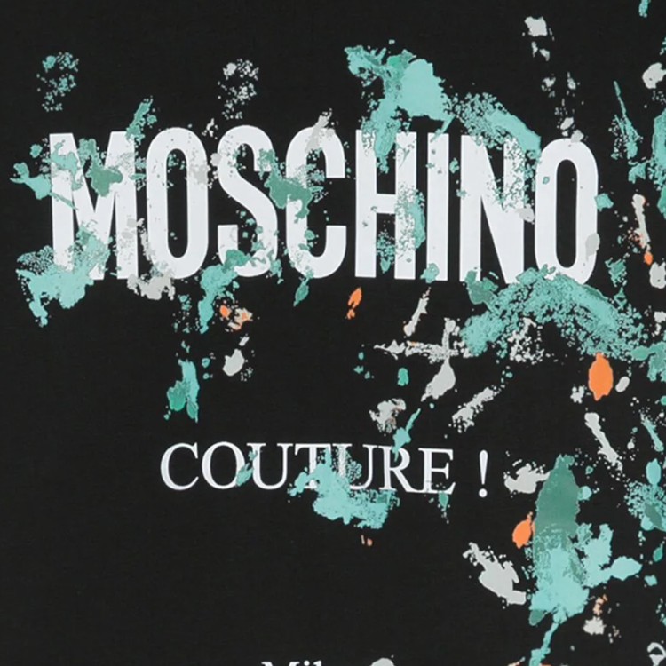 MOSCHINO T-shirt con stampa nero cotone bambino