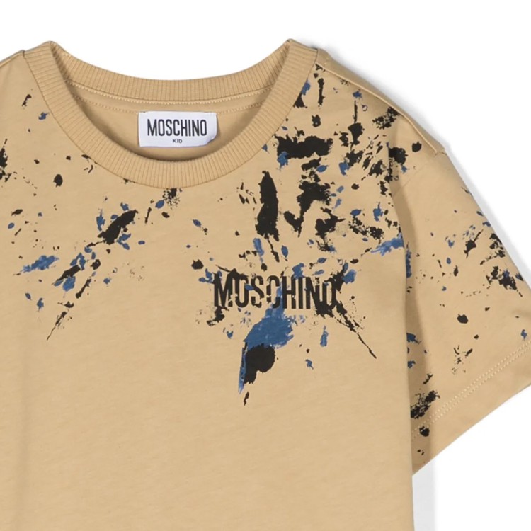 MOSCHINO T-shirt con stampa cotone sabbia bambino