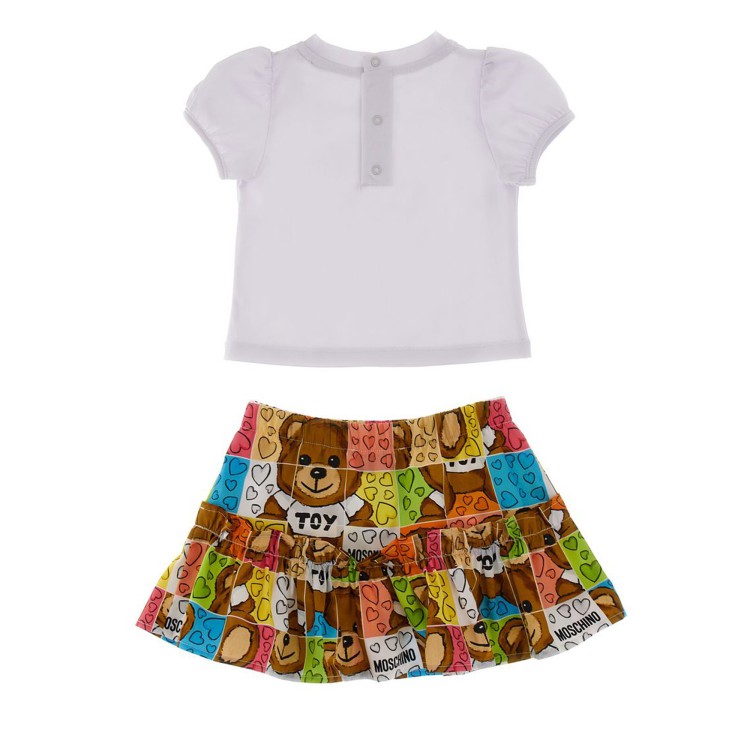 MOSCHINO Set con T-shirt gonna Teddy Bear bianca bambina