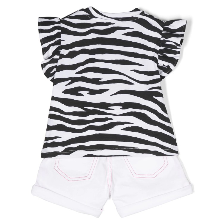 MOSCHINO Set shorts con stampa Teddy Bear bianco nero neonata