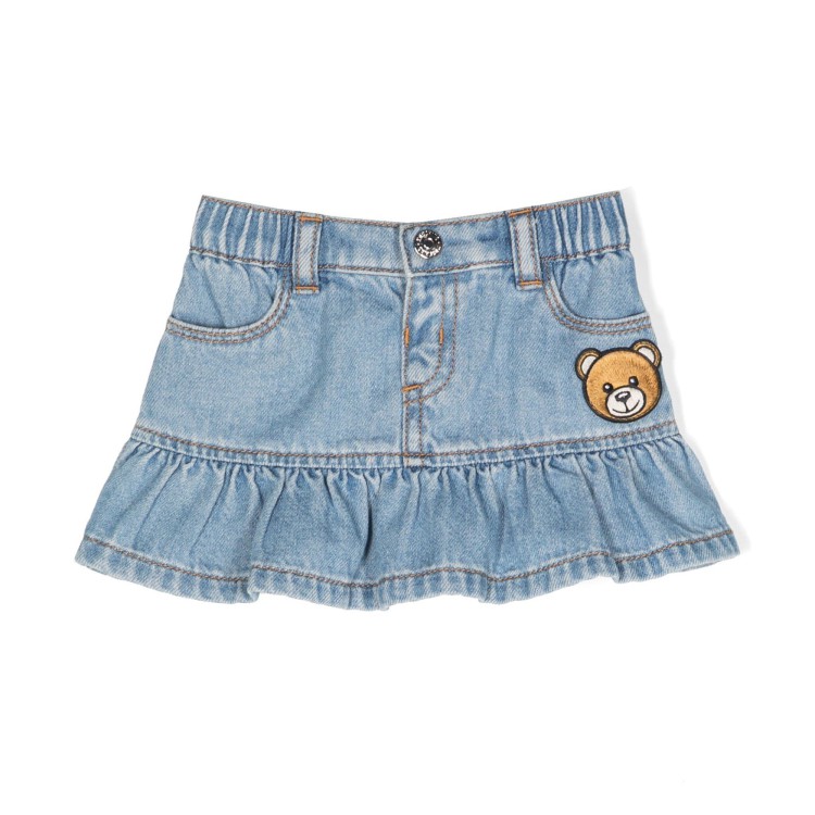 MOSCHINO Gonna denim con applicazione Teddy Bear neonata