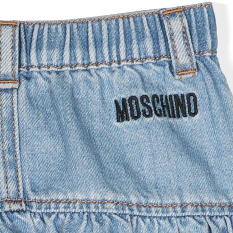 MOSCHINO Gonna denim con applicazione Teddy Bear neonata