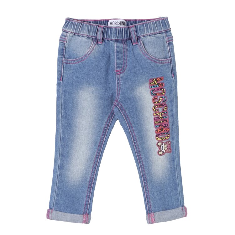 MOSCHINO Jeans con stampa blu chiaro neonata