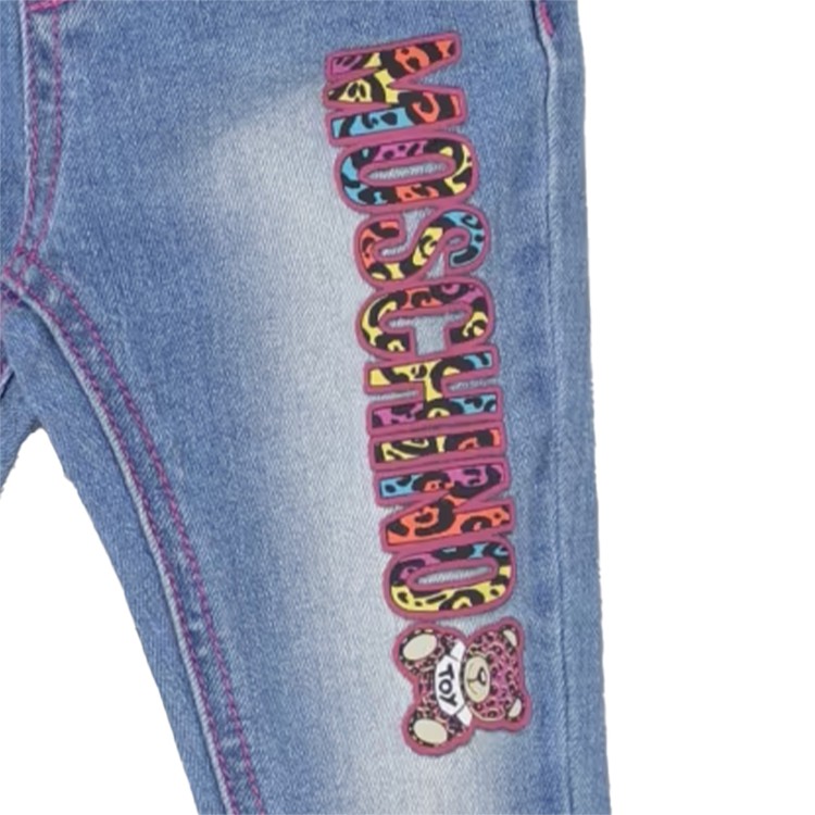 MOSCHINO Jeans con stampa blu chiaro neonata