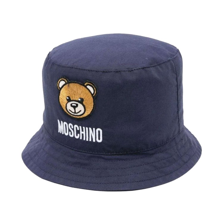 MOSCHINO Cappello Teddy Bear in cotone blu neonato