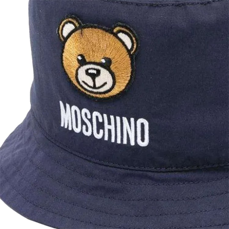 MOSCHINO Cappello Teddy Bear in cotone blu neonato