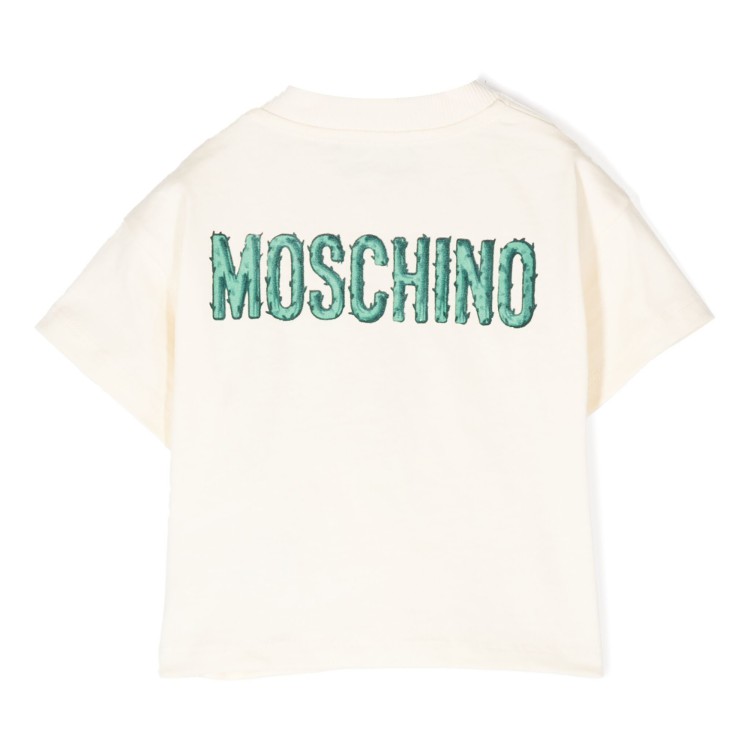 MOSCHINO T-shirt con stampa avorio neonato