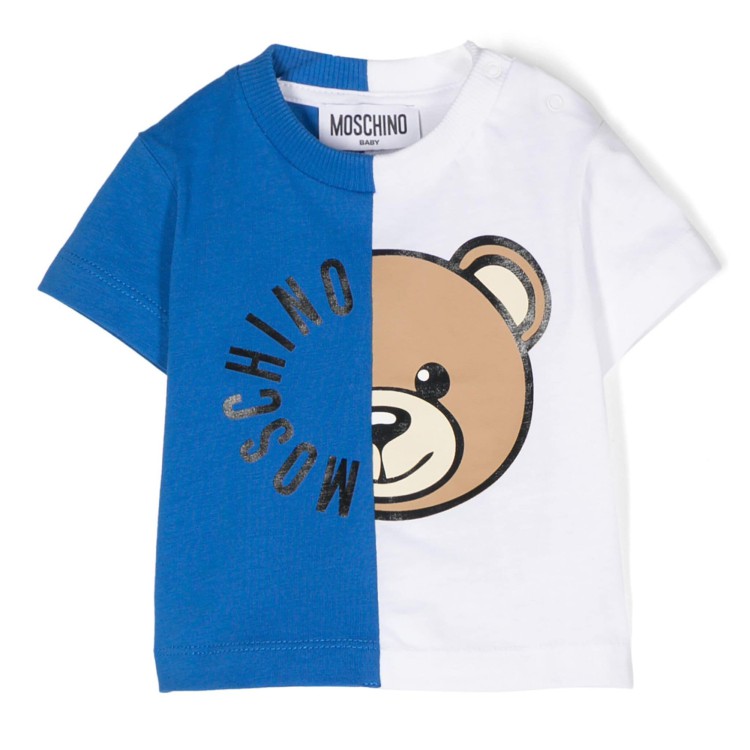 MOSCHINO T-shirt Teddy Bear bianco bluette neonato