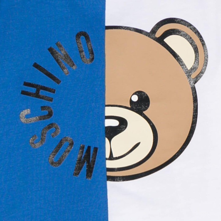 MOSCHINO T-shirt Teddy Bear bianco bluette neonato