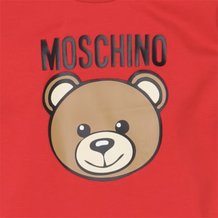 MOSCHINO T-shirt con stampa Teddy Bear rossa neonato