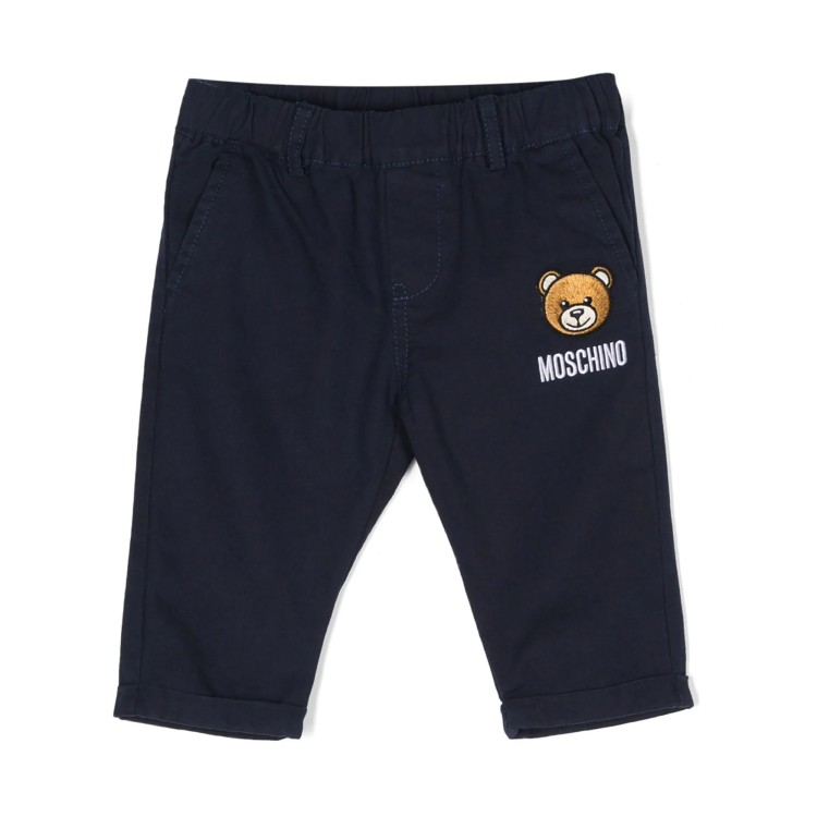 MOSCHINO Pantaloni affusolati  blu applicazione Teddy neonato