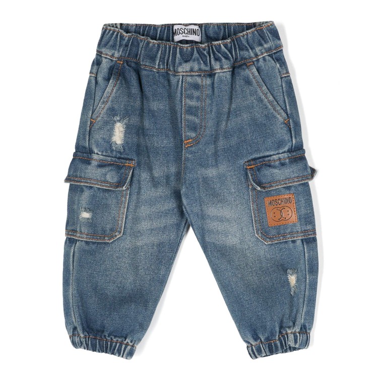 MOSCHINO Jeans affusolati con tascone neonato