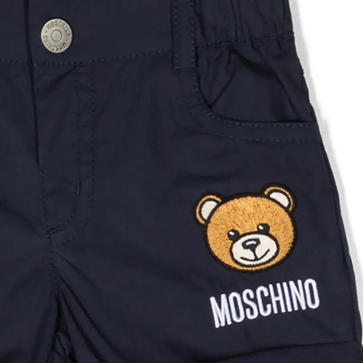 MOSCHINO Shorts cotone con Teddy Bear blu neonato