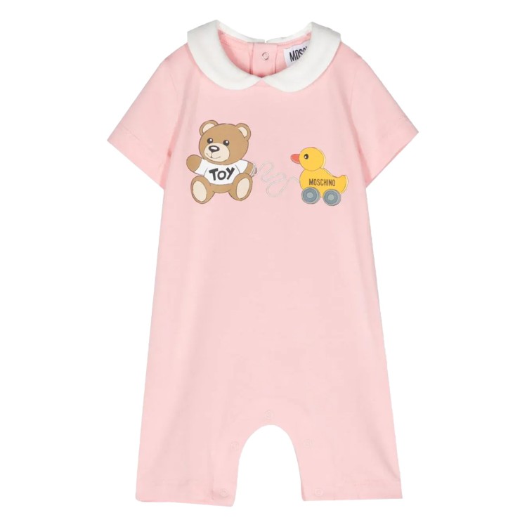 MOSCHINO Tutina cotone rosa neonata