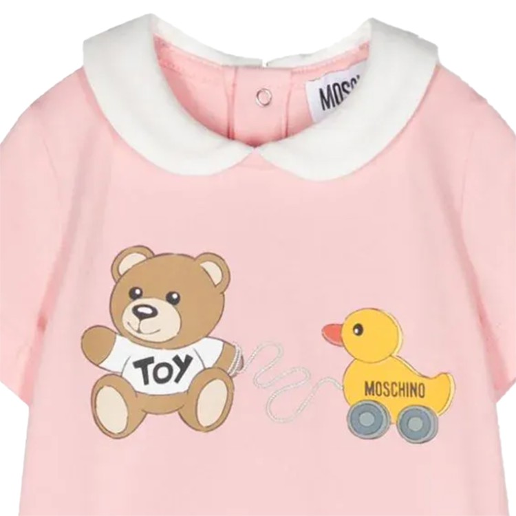 MOSCHINO Tutina cotone rosa neonata