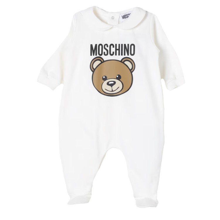 MOSCHINO Tutina con stampa Teddy Bear bianco neonato