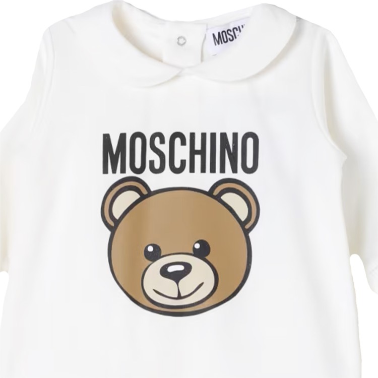 MOSCHINO Tutina con stampa Teddy Bear bianco neonato