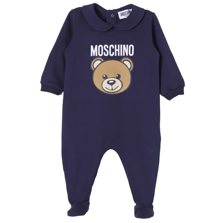 MOSCHINO Tutina con stampa Teddy Bear blu neonato