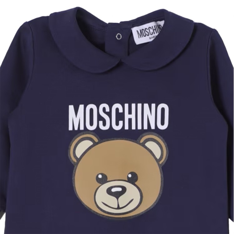 MOSCHINO Tutina con stampa Teddy Bear blu neonato