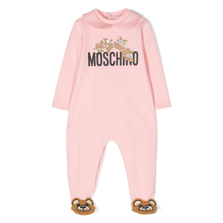 MOSCHINO Pigiama con stampa Teddy Bear rosa neonata