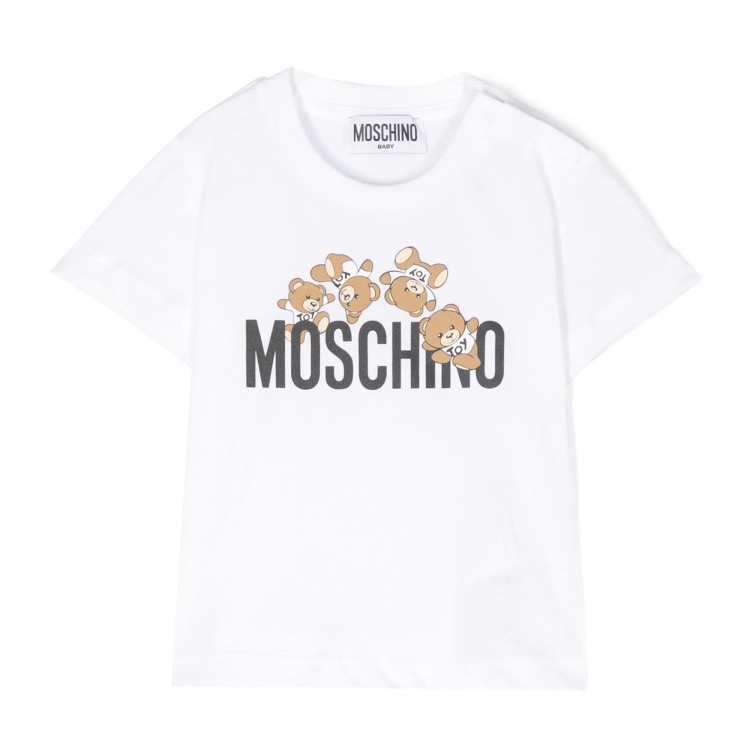 MOSCHINO T-shirt con stampa color bianco neonato