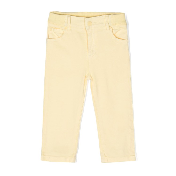 STELLA McCARTNEY Jeans con ricamo giallo cotone elasticizzato neonata