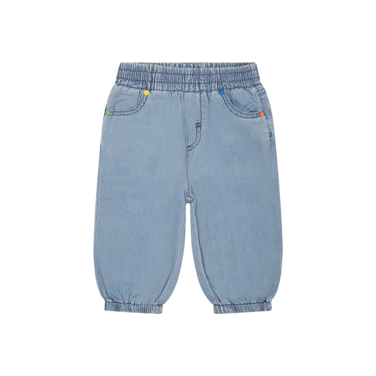 STELLA McCARTNEY Pantalone blu chiaro cotone denim neonato