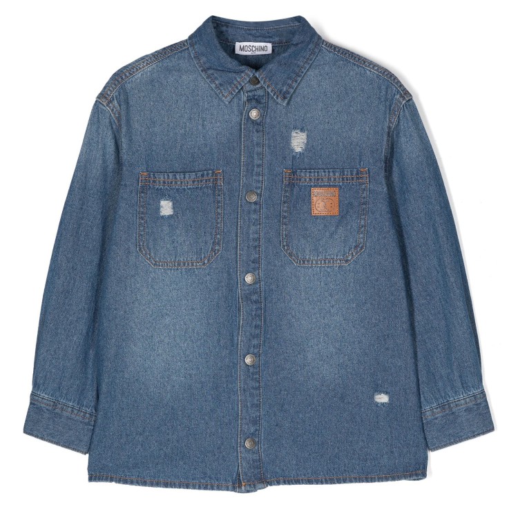 MOSCHINO Camicia denim con applicazione bambino