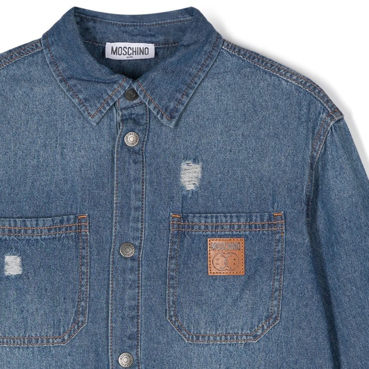 MOSCHINO Camicia denim con applicazione bambino