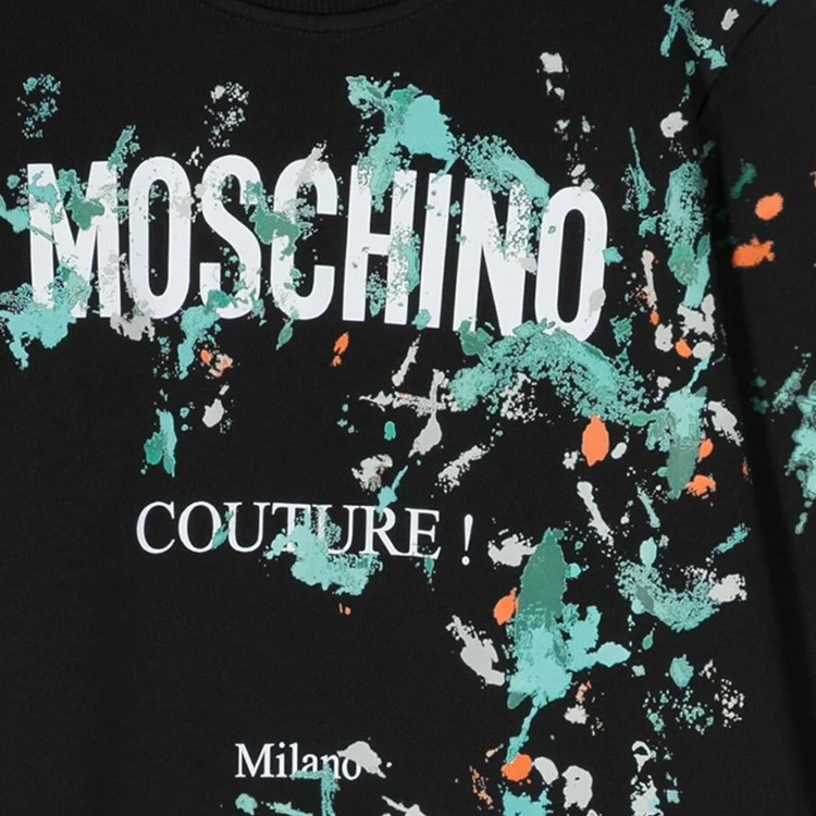 MOSCHINO Felpa con stampa effetto vernice nero bambini