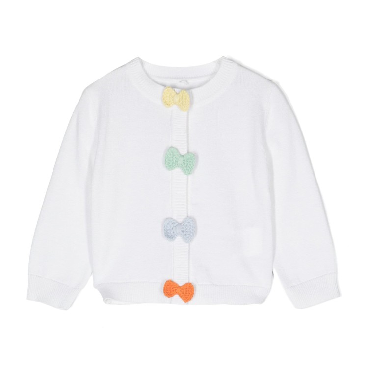 STELLA McCARTNEY Cardigan con decorazione color bianco in cotone neonata