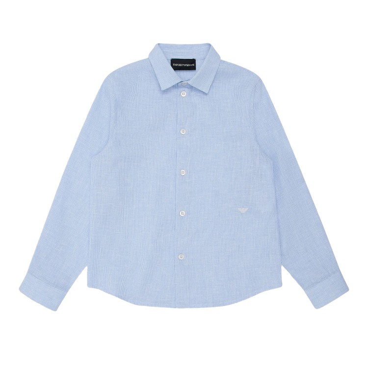 EMPORIO ARMANI Camicia cotone misto lino cielo bambino