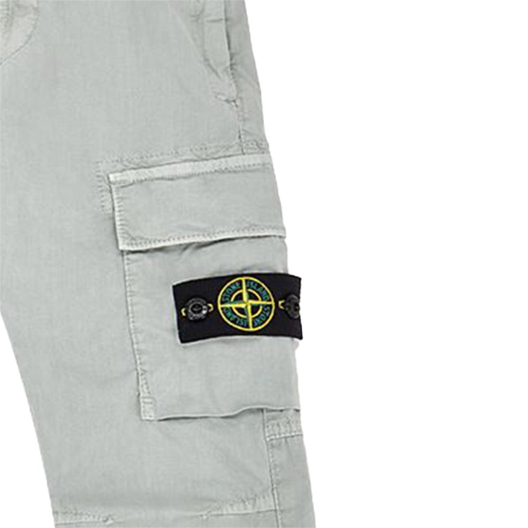 STONE ISLAND Pantaloni cargo in tela di cotone canvas grigio  bambino