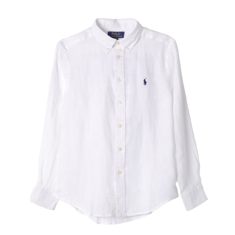 RALPH LAUREN Camicia Oxford in cotone Slim-Fit bianca bambino