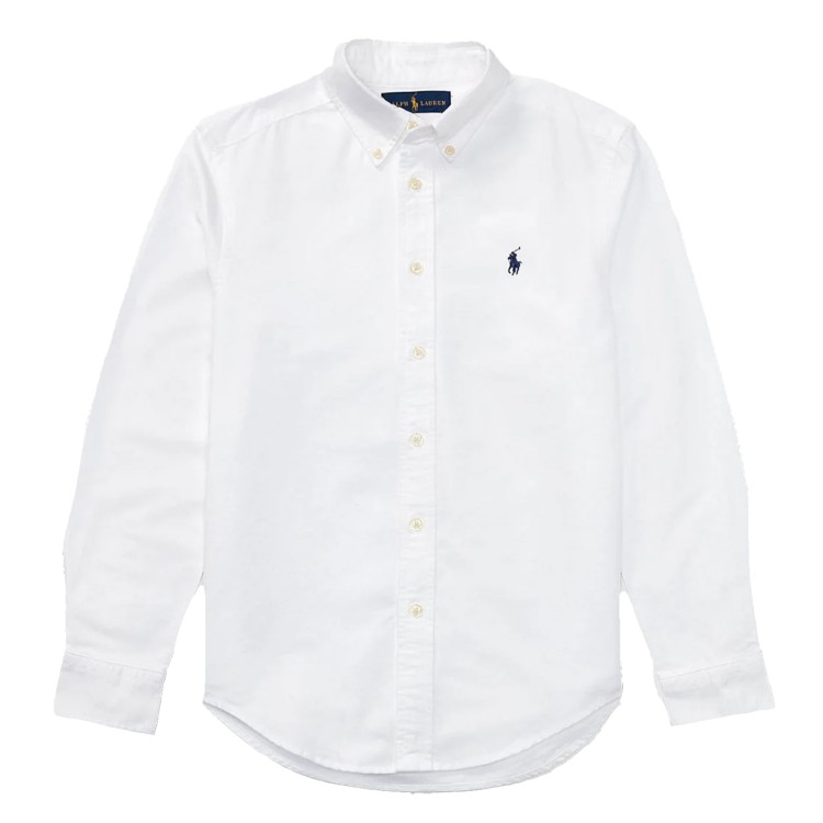 RALPH LAUREN Camicia button-down Oxford bianca neonato