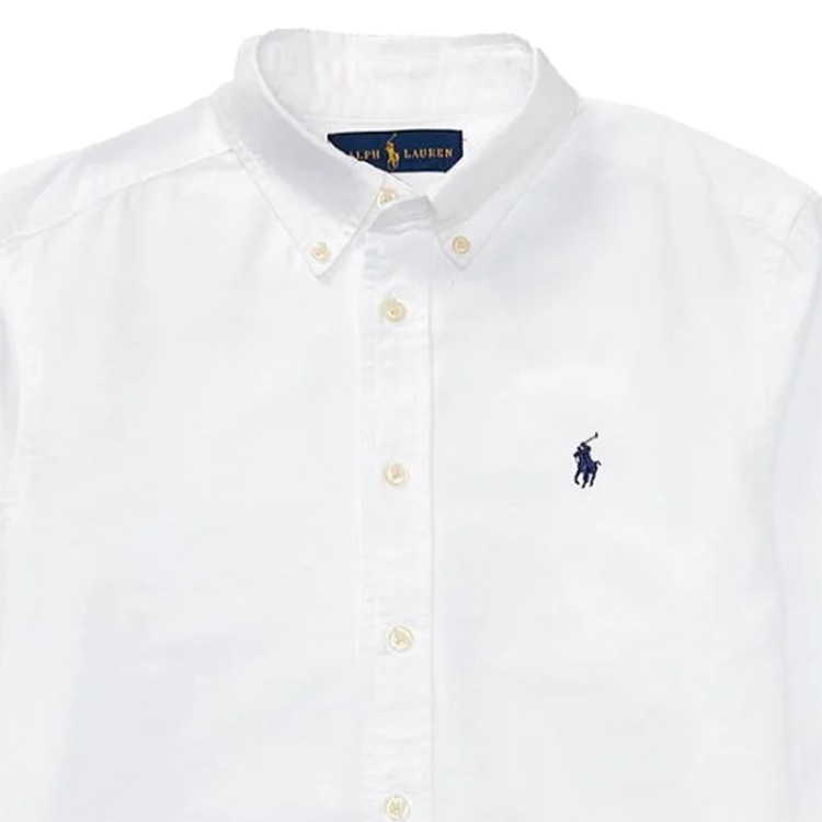 RALPH LAUREN Camicia button-down Oxford bianca neonato
