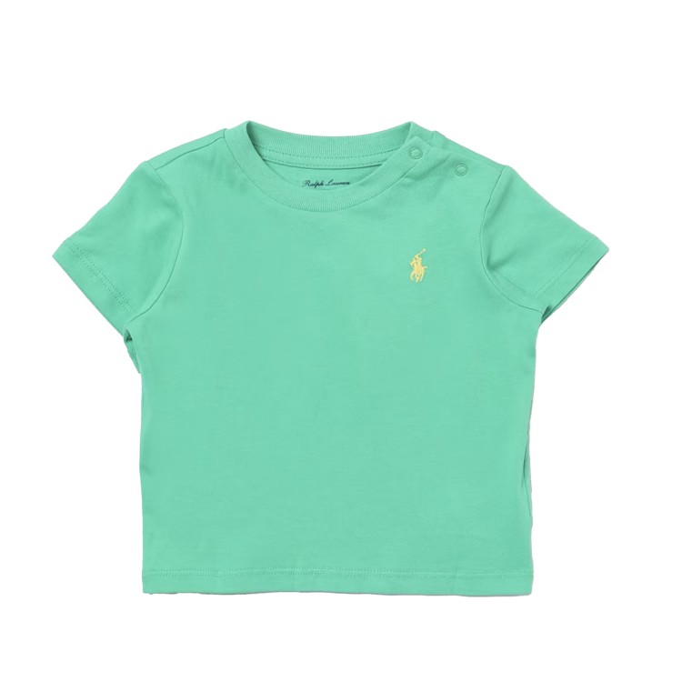 RALPH LAUREN T-shirt cotone maniche corte verde neonato