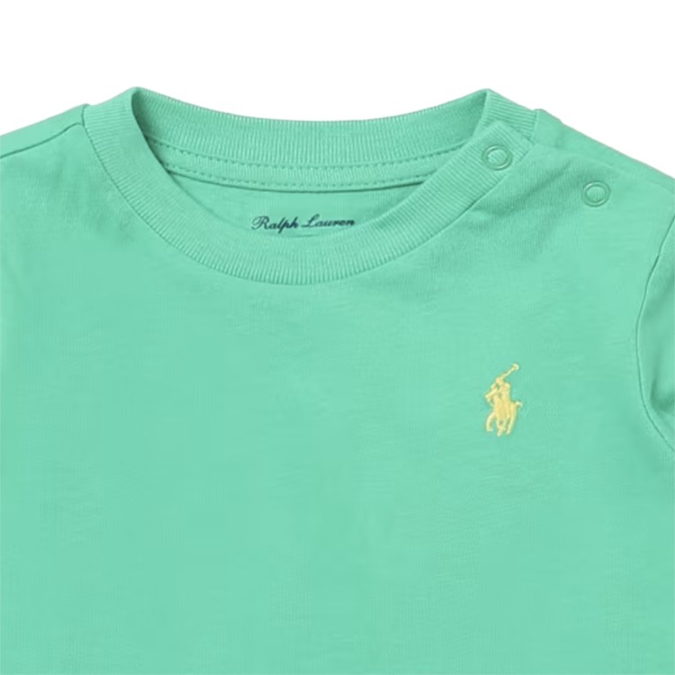 RALPH LAUREN T-shirt cotone maniche corte verde neonato