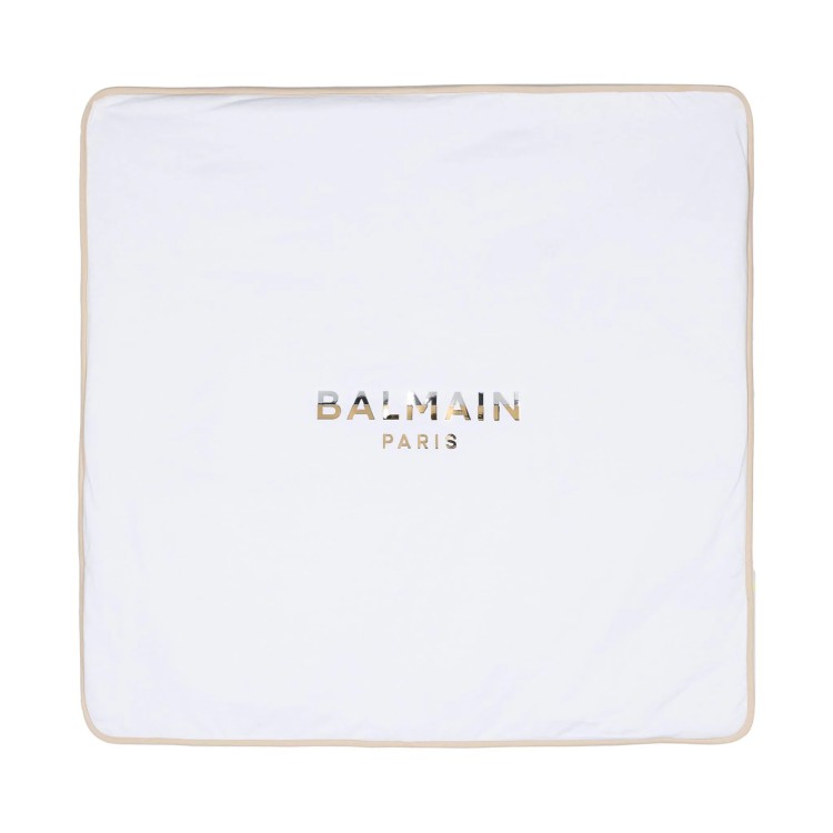 BALMAIN Coperta con applicazione bianca neonato