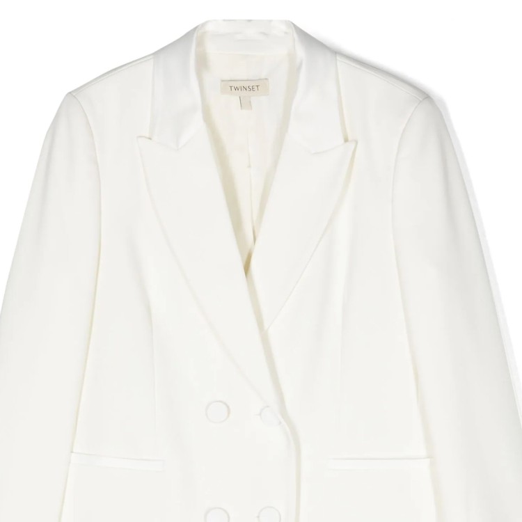 TWIN-SET Giacca blazer in crêpe con revers bianco bambina